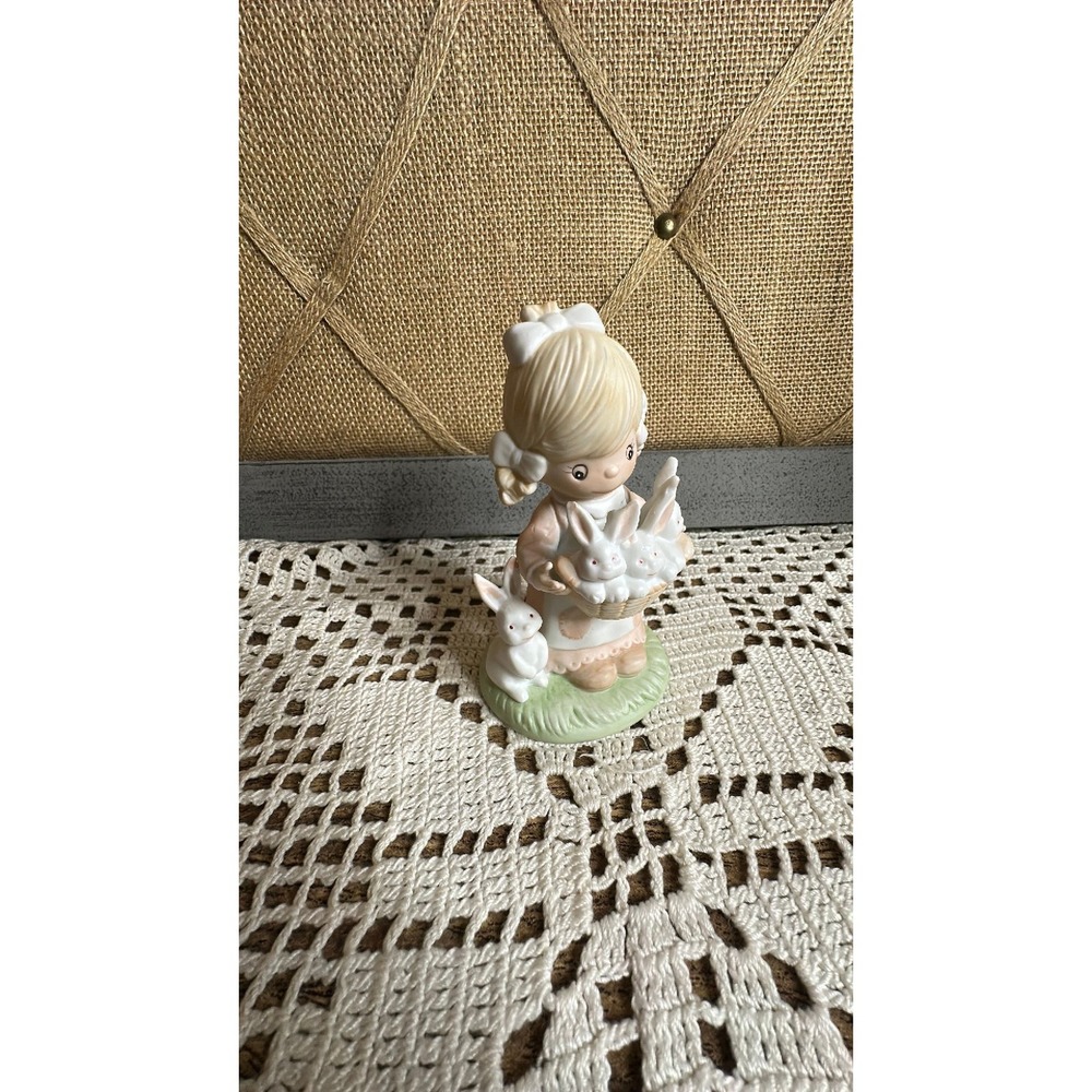 Vintage Homco Girl with Bunnies 5" Porcelain Figurine
